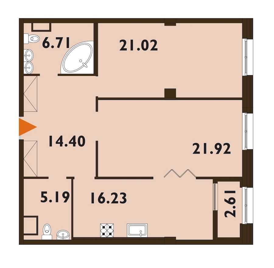 Двухкомнатная квартира в : площадь 86.78 м2 , этаж: 5 – купить в Санкт-Петербурге